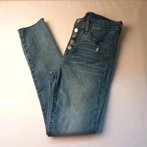 Gap Denim Buttonfly Jeans Size 27/4 True Skinny Distressed Mid Rise Medium Wash